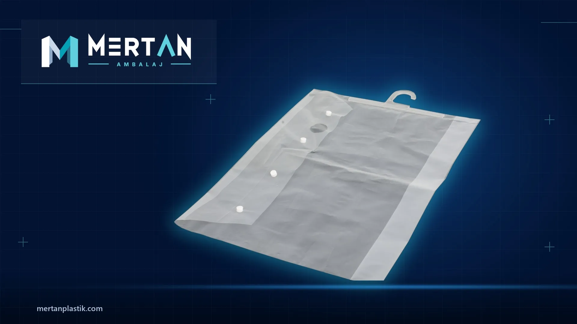 كيس شفاف مع علاقة وأزرار كبس من إنتاج Mertan للتغليف