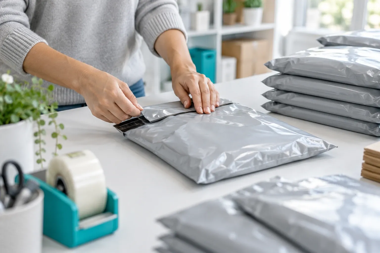 Products being packed in the E-commerce industry