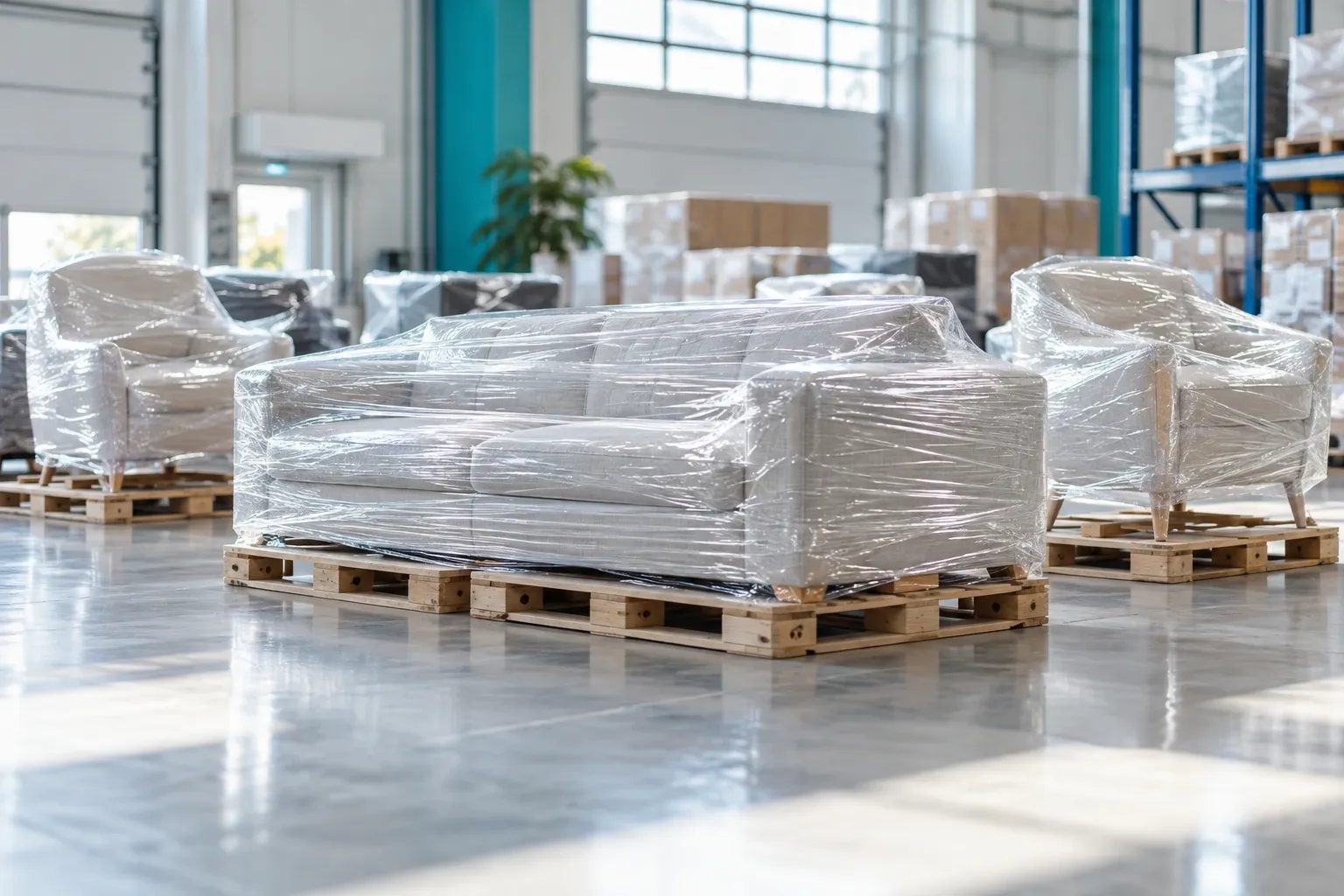 Products being packed in the Furniture industry