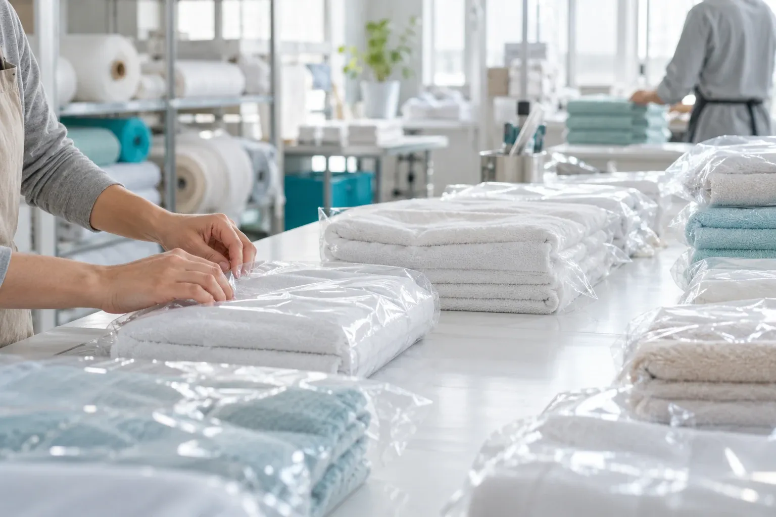 Products being packed in the Textiles industry